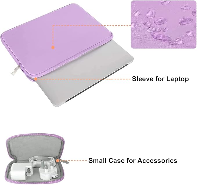 MOSISO Laptop Case 16 inch, 15-15.6 inch Laptop Sleeve Bag Compatible with MacBook Pro 16 M5 M4 M3 M2 M1, HP Acer Dell Lenovo ASUS Notebook, Neoprene Computer Sleeve Bag with Small Case, Purple