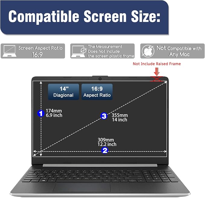 KEANBOLL 14 inch Laptop Screen Protector Tempered Glass Compatible with Other All 14" Laptops with 16:9 Aspect Ratio,(309x174 / W x H)-Ultra Clear & 9H Hardness,14 Tempered Glass Shield