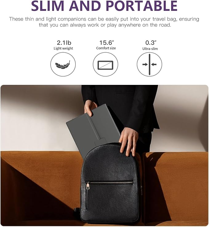 FMC 15.6 Inches Portable Monitor with IPS Display, Compatible with Windows, MacBook, Phone, and PS5 for Gaming and External Use