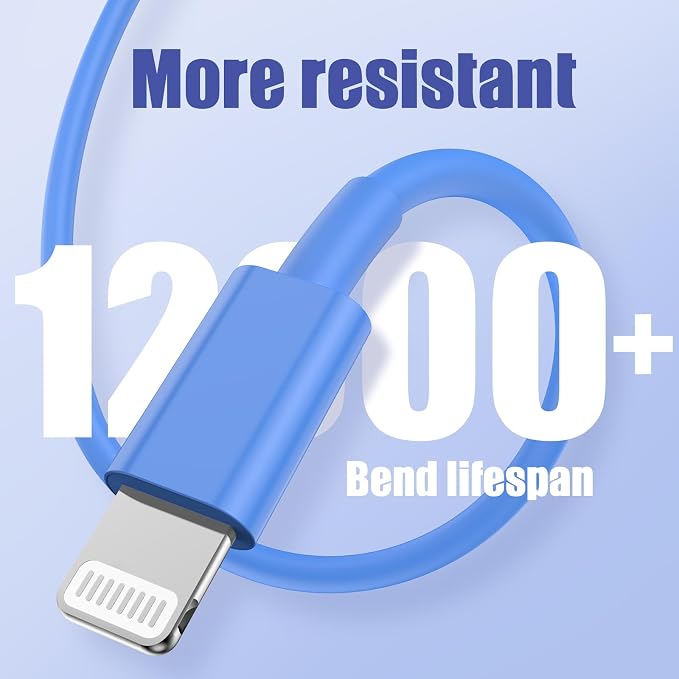 3Pack USB C to Lightning Cable 10FT, Fast Charging Cord for iPhone 14, Replacement for Apple Original Charger Cable for iPhone 14 13 12 11 Pro 11 XS MAX XR 8 7 6s Plus-Blue