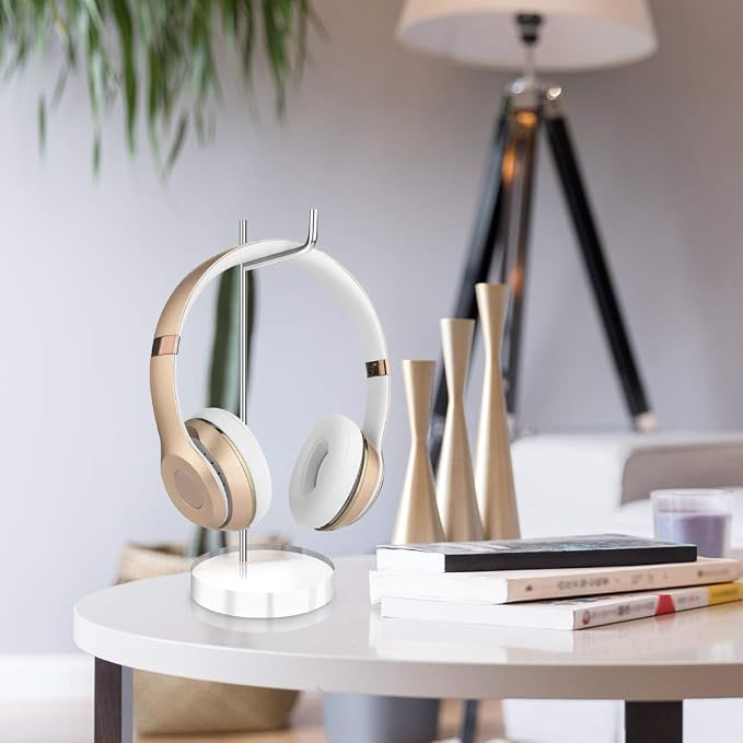 GEEKRIA Acrylic Aluminum Headphones Stand for On-Ear Headphones, Gaming Headset Holder, Desk Display Hanger Compatible with Bose QC35, Sony WH-1000XM6, WH-1000XM5, WH-1000XM4 (Clear)