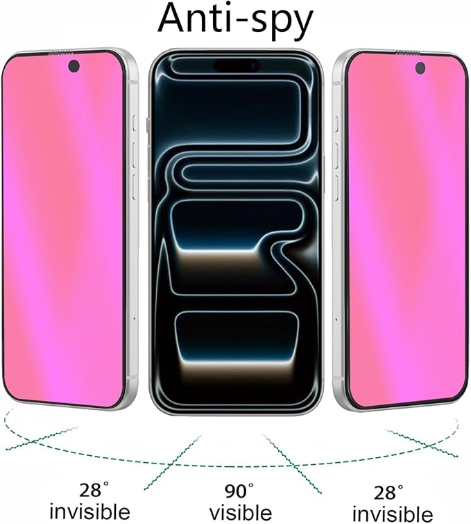 2 Pack Anti-Blue Privacy Tempered Glass for iPhone 17 Pro / 17/16 Pro Anti-Spy Screen Protector Film Electroplated Gradient Colorful 6.3 inch