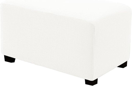 Ottoman Covers Ottoman Slipcovers Folding Storage Stool Washable Furniture Protector,Elastic Foot Stool Foot Rest Protector for Living Room Bedroom,X-Large,White