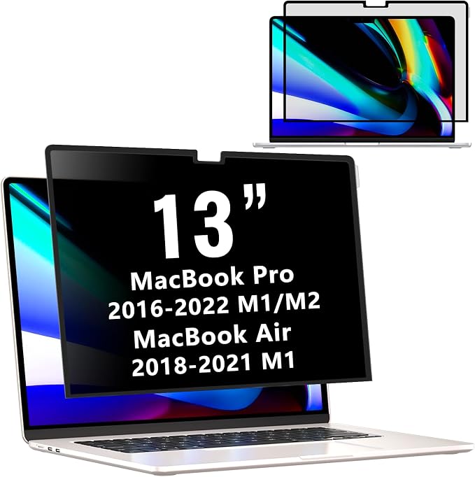 ZOEGAA MacBook Air 13 inch Privacy Screen (2018~2021,M1), Privacy Screen MacBook Pro 13 inch(2016~2023), Removable & Reusable Laptop Screen Protector and Anti-Spy Anti-Blue Light Anti-Glare Protector