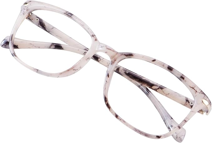 VisionGlobal Blue Light Blocking Glasses for Women, Anti Eyestrain, Computer Reading, TV Glasses, Stylish Square Frame, Anti Glare(Marble,No Magnification)