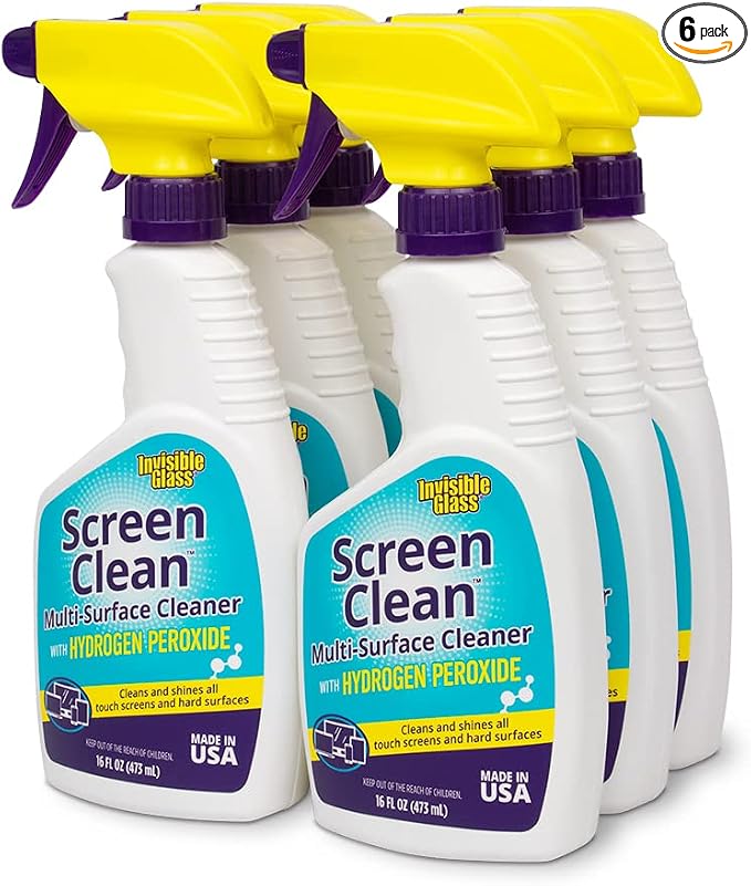 Invisible Glass 92013-6PK 16-Ounce Screen Clean Multi-Surface Cleaner Perfect for Touch Screens, Smart Phones, Tablets, Laptops, Glass, and Electronics, Pack of 6
