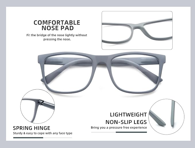 Blue Light Blocking Reading Glasses Men Large Wide Oversized Square Computer Readers Glasses for Big Head/Large Face