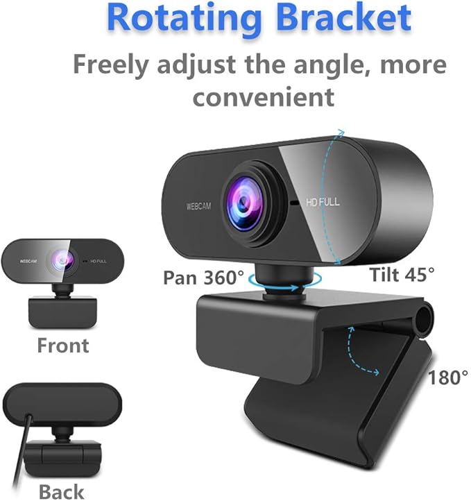 FWV Webcam with Microphone&1080P HD Web Cam,Stand for PC/MAC/Laptop/Desktop, Wide Angle Web Cameras for YouTube,Skype,Zoom,Xbox One,Video Calling,Studying and PS4