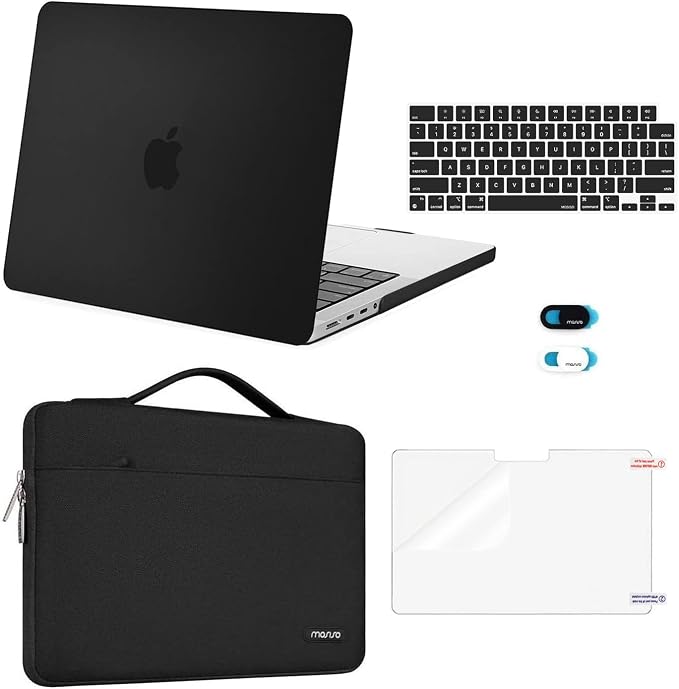 MOSISO Compatible with MacBook Pro 14 inch Case M5 2026 M4 M3 M2 M1 2025-2021 A3427 A3426 A3434 A3112 A3185 A3401 A2918 A2992 A2779 A2442, Case&Bag&Keyboard Skin&Webcam Cover&ScreenFilm, Black