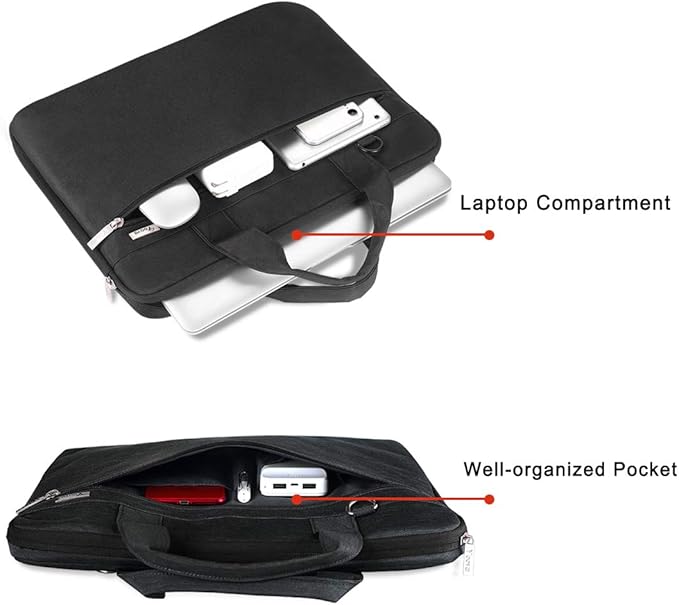 Voova Laptop Bag 15.6 Inch, 360° Protective Laptop Case Sleeve Compatible with MacBook Air 15 M2/M3/M4, MacBook Pro 15/16, 15-16” Lenovo Dell Hp, Waterproof Computer Bag Slim Briefcase, Black