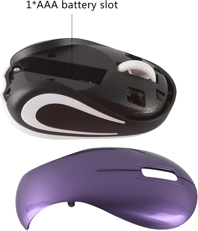 elec Space Mini Small Wireless Mouse for Kids Children 3-7 Years Old Child Size Optical Portable Mini Cordless Mice with USB Receiver for Laptop Computer (Purple)