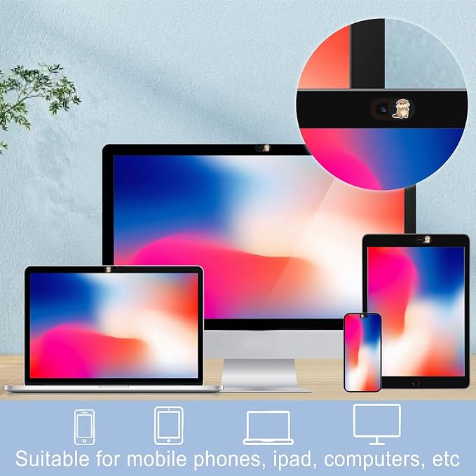 6Pcs 6 Styles Otter Cute Laptop Camera Cover Privacy Guard Accessories, 0.04 Inch Ultra Thin Webcam Cover Slide Protector Blocker for Desktop Computer Tablet Notebook Mini PC Office Use