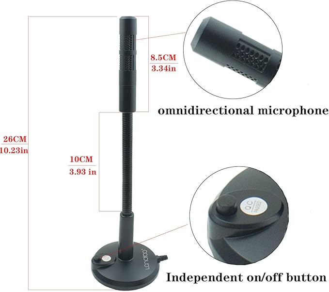 LANDIBO 3.5mm Male Microphone, Plug and Play Desktop Laptop gooseneck Microphone, Suitable for Games, Meetings, Recording, podcasts, Games, and Online Chat