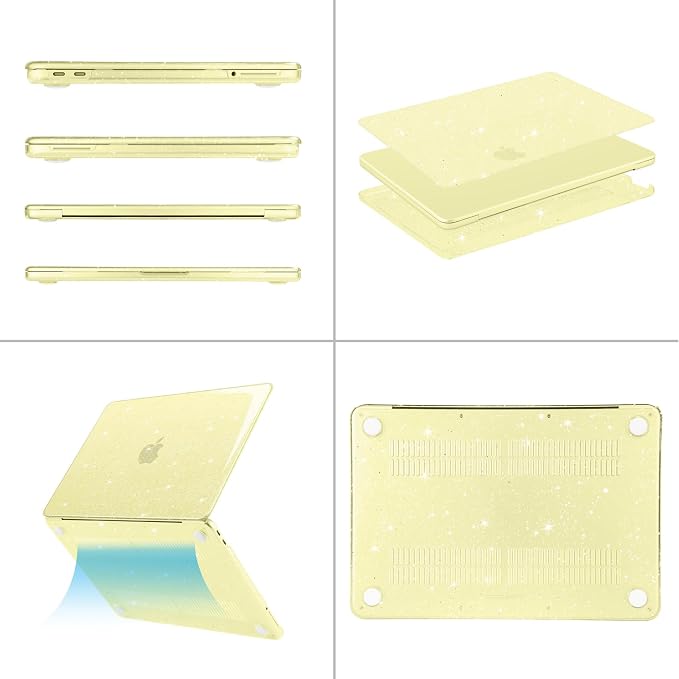 MOSISO Sparkly Glitter Case Compatible with MacBook Neo Case 13 inch 2026 Release Model A3404 with A18 Pro Chip, Crack-Resistant Protective Hard Shell Case&Keyboard Cover&ScreenFilm&Pouch, Citrus
