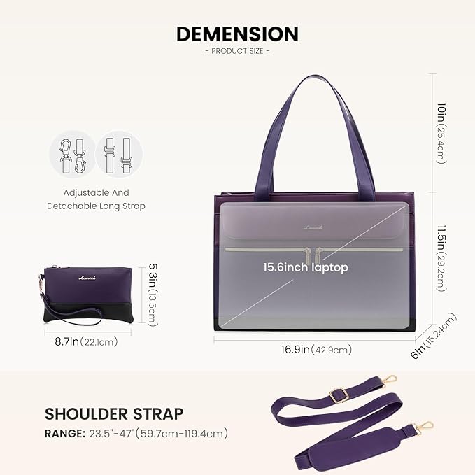 LOVEVOOK Laptop Bag for Women 15.6 Inch Tote Work Professional Leather Computer Briefcase Waterproof Handbag Shoulder Large Capacity Business Teacher Office Crossbody Purse