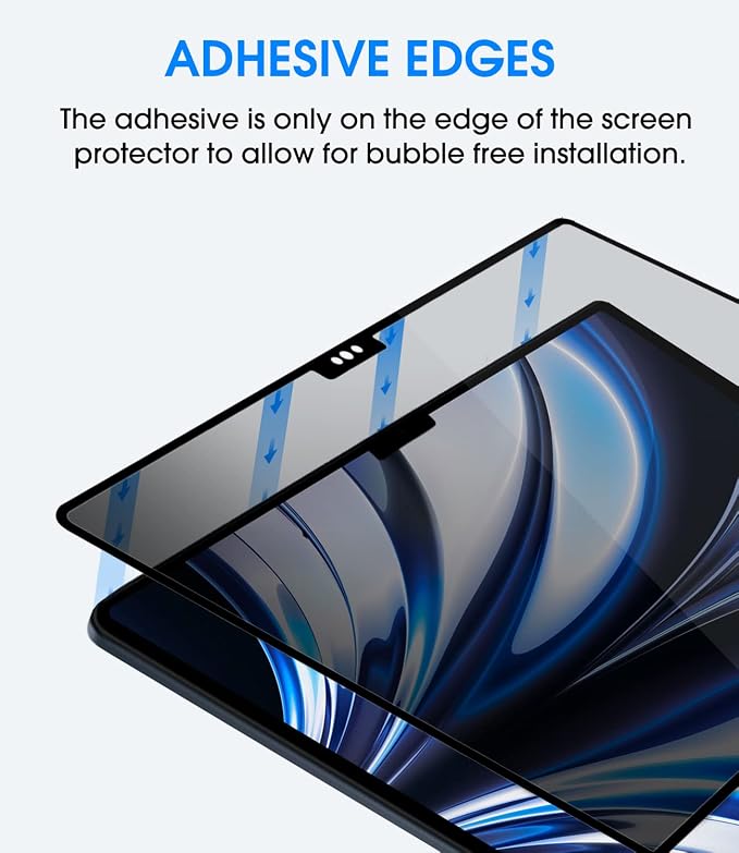 amFilm New MacBook Air 13.6 inch (2025, M4)(2024, M3)(2022, M2) Privacy Glass Screen Protector Model A2681 [9H Hardness][ Anti-Scratch][ Anti-fingerprint]
