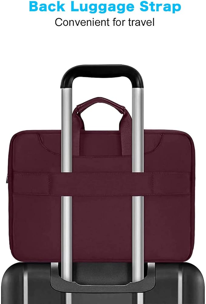 MOSISO 360 Protective Laptop Bag 15.6 inch, 15-16 inch Computer Bag Compatible with MacBook Air 15 inch/Pro 16 inch, HP,Dell,Lenovo,Asus,Notebook, Laptop Carrying Case with Strap&Handle, Wine Red