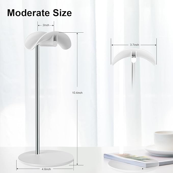 Headphone Stand, Headset Holder with Solid Base for Desk, Compatible with AirPods Max, Beats, Bose, B&O, Sony, Sennheiser, Gaming, etc (White)