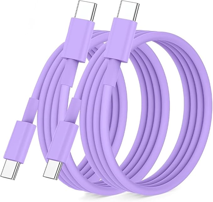 Essri USB C to USB C Cable 3FT for Apple iPhone 16 15 Charger Cord,2Pack 60W C to C Cable Fast Charging Wire for iPhone 16 15 Pro Plus Pro Max iPad Pro/Air MacBook Pro/Air,for Galaxy S24 S23 -Purple