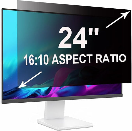 Privacy Screen for 24 Inch 16:10 (51.9x32.5cm) Computer Monitor - Blue Light Filter & Anti-Glare, Removable Screen Privacy Shield | PC Protector Film for Office