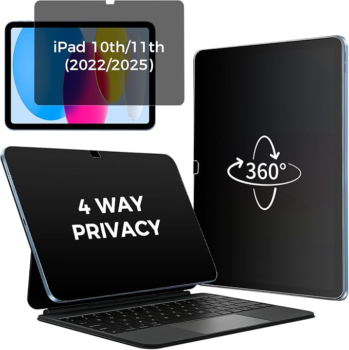 Matte Privacy Screen Protector for Pad 11th A16 2025 11" & 10th 2022 10.9" , Anti Glare Spy Private Filter for Pad A16, High Sensitive Bubble-Free Easy Install Black Security Screen, 1 Pack