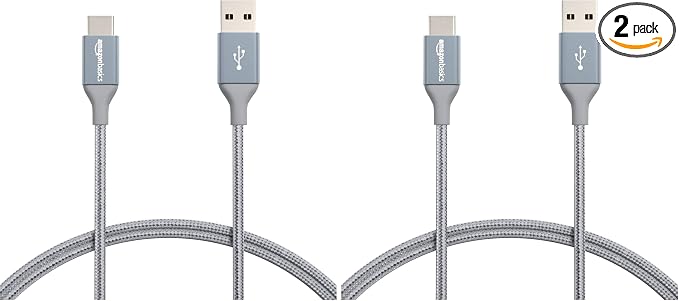 Amazon Basics Nylon Braided USB-C to USB-A 2.0 Fast Charging Cable, 480Mbps Speed, USB-IF Certified, Charge and Sync, for Apple iPhone 16/15, iPad, Samsung Galaxy, Tablets, Laptops, 3 Foot, Dark Grey