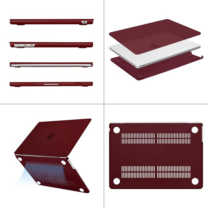 MOSISO Compatible with MacBook Air 13 inch Case M5 2026 M4 2025 M3 M2 2024-2022 A3449 A3240 A3113 A2681, Hard Shell&Keyboard Cover&Screen Film&Type C for MacBook Air 13.6 inch Case, Burgundy