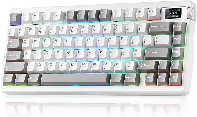 X Aula Nova75 Mechanical Gaming Keyboard,75% Compact Wireless Keyboard with Screen & Knob,Gamer for Pre-lubed Switches 8000mAh Computer Keyboards,RGB Backlit,Custom Hot Swappable,BT/2.4GHz/USB-C