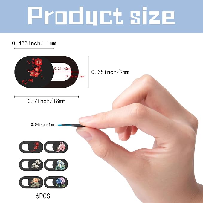 6Pcs 6 Styles Camera Cover Slide Flowers Laptop Camera Cover Floral Pattern Privacy Guard Webcam Protectors for Laptop Desktop Computer Tablet Phone Mini PC Accessories Home Office Use