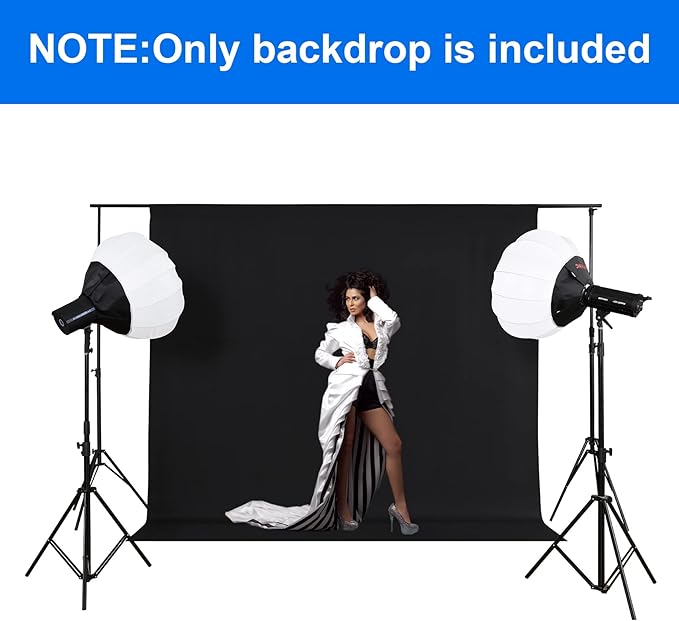 Joccun 7X10FT Black Backdrop Background for Photography,Polyester Backdrop Curtain Background Screen for Photography,Photoshoot,Video Recording,Studio(7X10ft,Black)