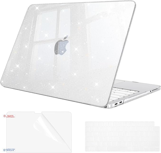 Fintie Compatible with MacBook Neo 13 Inch Case 2026 Model A3404 with A18 Pro Chip, Ultra-Thin Scratch Resistant Protective Hard Shell Cover with Keyboard Skin & Screen Protector (Glitter Clear)