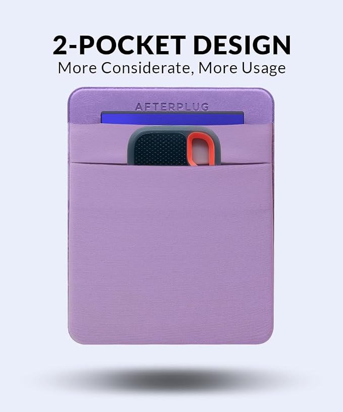 2-Pocket Adhesive Hard Drive Holder for Laptop, Stick-On Pocket Pouch for External Portable SSD, HDD, Slim Mouse and Cables (Large - Fits SSD & 2.5" Drives)