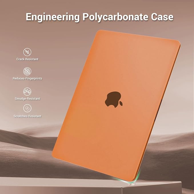 MOSISO for MacBook Air 15 inch Case M5 2026 M4 M3 M2 2025-2023 A3448 A3241 A3114 A2941, 4 in 1 Kit Seamlessly Closes Anti-Fingerprints Matte Hard Shell,Great for Business Travel Study, Cosmic Orange