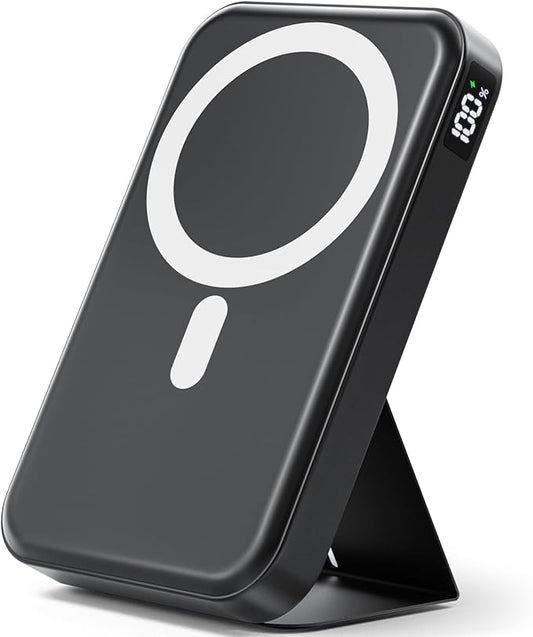 for Magsafe Power Bank, 10000mAh Wireless Portable Charger with Foldable Stand, 20W PD Fast Charging, Travel Essential for Magsafe Battery Pack, Compatible with iPhone 17/16/15/14 Series