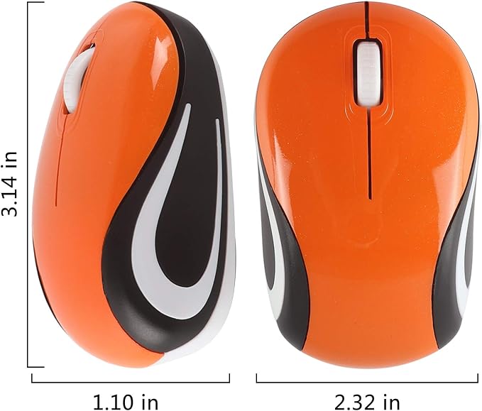 elec Space Mini Small Wireless Mouse for Travel Optical Portable Mini Cordless Mice with USB Receiver for PC Laptop Computer (Orange)
