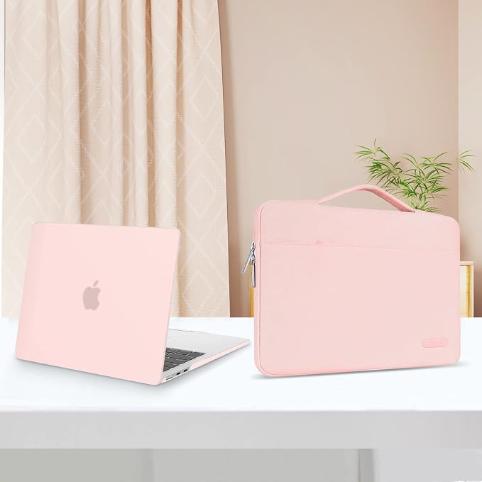 MOSISO Compatible with MacBook Air 13 inch Case M5 2026 M4 2025 M3 M2 2024-2022 A3449 A3240 A3113 A2681,Hard Shell&Sleeve Bag&Keyboard Skin&Webcam Cover&ScreenFilm for MacBook Air 13.6, Chalk Pink