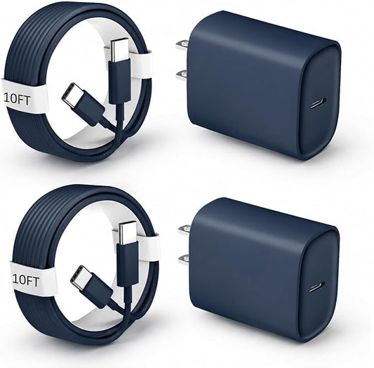 Phone 17 16 15 Pro Charger Fast Charging, 20W USB C Fast Charger Block with 10FT Long Type C Chargers Fast Charging Cable Cord for Phone 17/17 Pro/17 Pro Max/Air/16 Pro Max/16 Pro/15Pro Max/Pro, S24