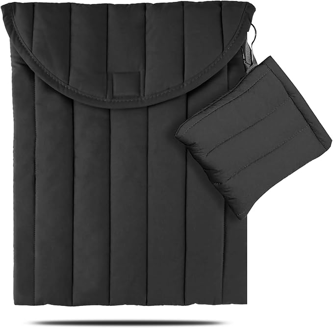 Puffy Laptop Sleeve Set 13-14 Inch Black, Protective Carrying Case for Men and Women, Cute Case Bag Compatible with 13 and 14 Inch Laptops, for MacBook Air M2, Asus/Dell Xps in Cover