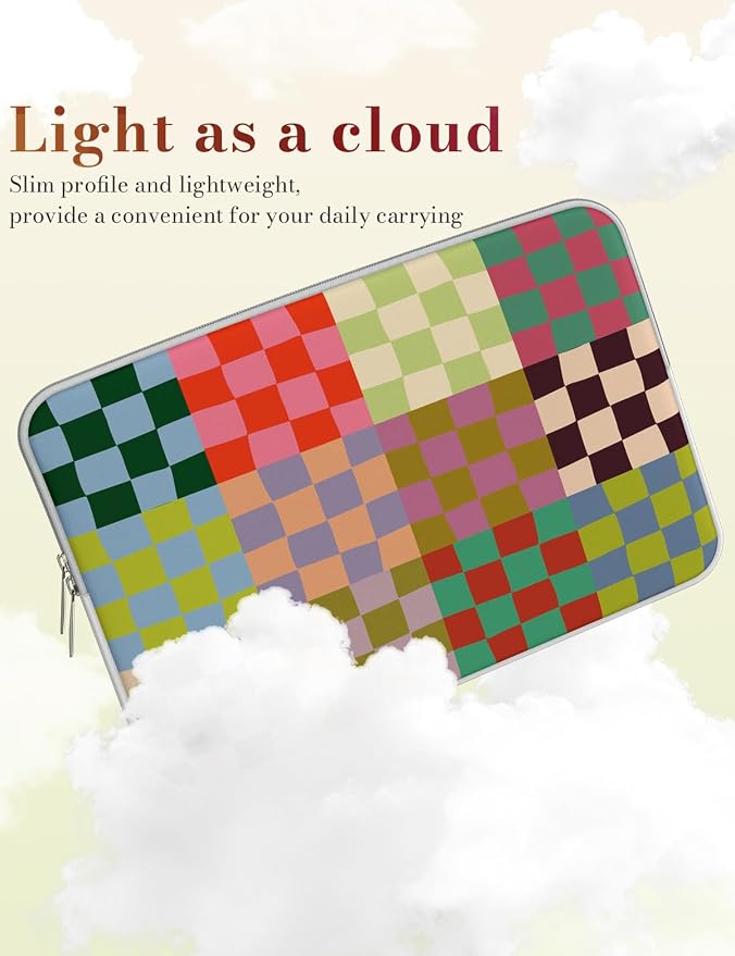 iCasso Laptop Sleeve 13 inch for MacBook Air 13-13.6 inch, Cute Laptop case for MacBook Neo/Pro 13 inch, Slim Protective Travel Carrying Case Sleeve for 14 inch Chromebook, HP, Dell, Checker