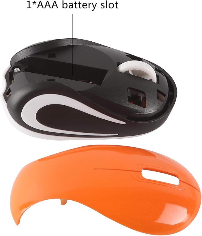 elec Space Mini Small Wireless Mouse for Travel Optical Portable Mini Cordless Mice with USB Receiver for PC Laptop Computer (Orange)
