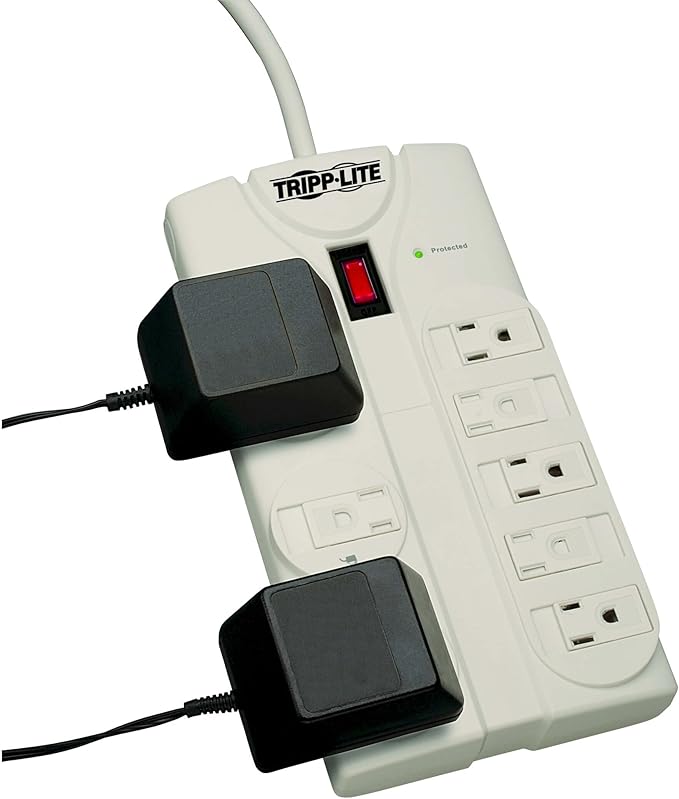 Tripp Lite 8 Outlet Surge Protector Power Strip, Extra Long Cord 25ft, Right-Angle Plug, Lifetime Limited Warranty & Dollar 75K Insurance (TLP825) , White
