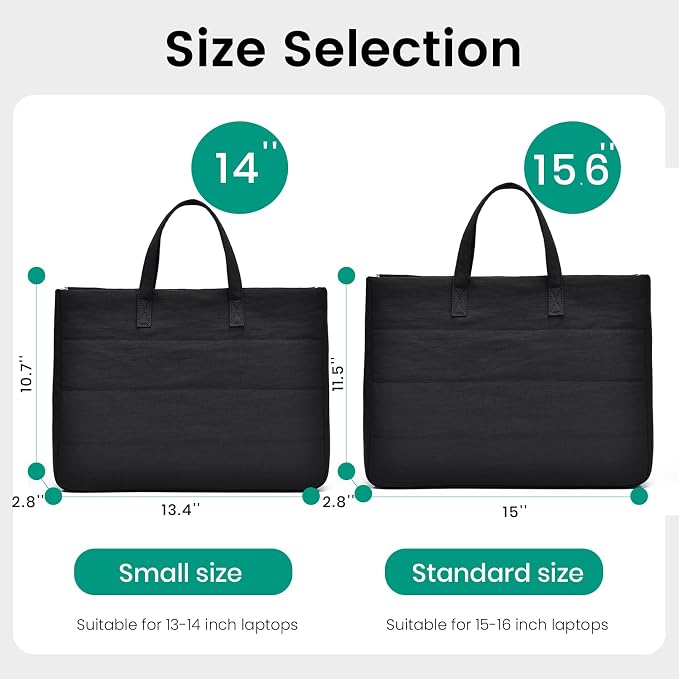14 Inch Laptop Bag, Water-Repellent Fabric, Compatible with MacBook Pro 14 Inch, MacBook Air, Lightweight Laptop Case for Work, Travel, Study, Black