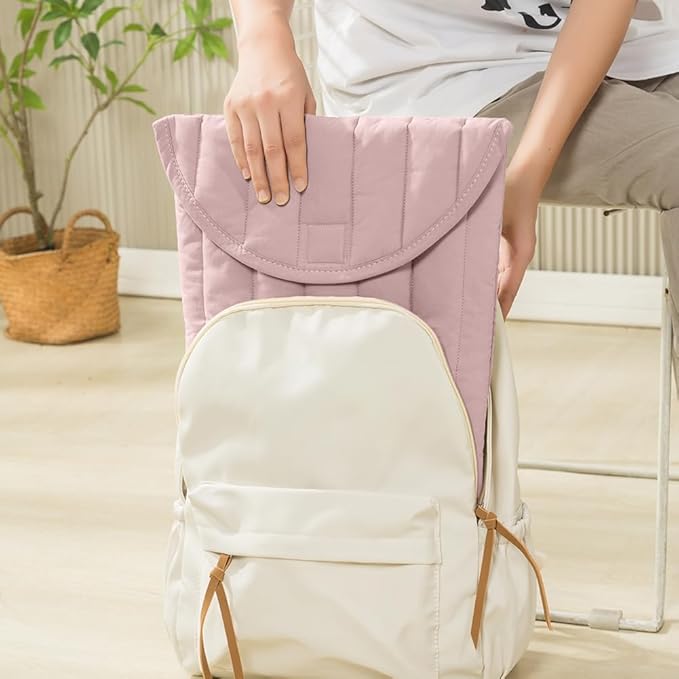 Puffy Laptop Sleeve 11-12 Inch Lilac Pink, Protective Carrying Case for Men and Women, Cute Case Bag Compatible with 11 and 12 Inch Laptops, 10.9" Ipad 10, 10.2" Ipad 7 8 9 in Cover