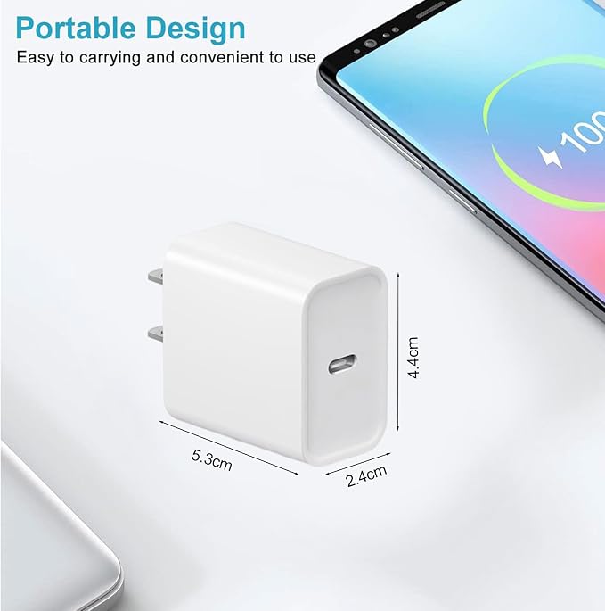 Phone Charger，4 Pack USB C Charger Block，20W Type C Fast Wall Charge Power Adapter for i Phone 17/16/15/14/13/12/11/X/8/Xs Max/XR/S25/S24 and More