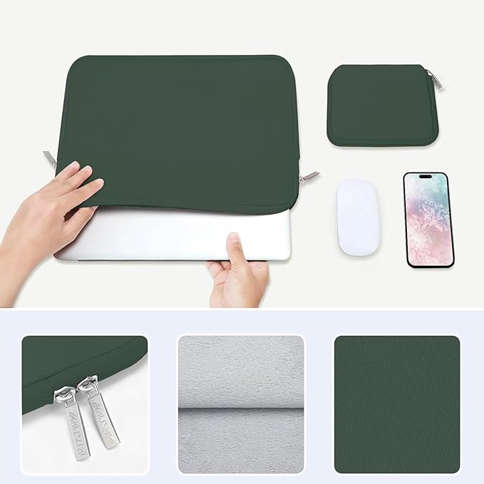 MOSISO Laptop Case 13 inch, 13 inch Laptop Sleeve Bag Compatible with MacBook Neo/Air M5 M4 M3 M2 M1 2026-2018 / Pro M2 M1 2026-2016, Neoprene Computer Sleeve Bag with Small Case, Midnight Green
