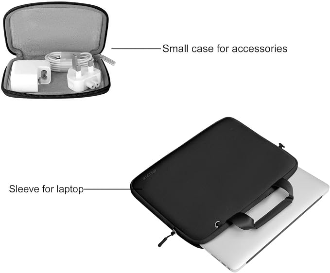 MOSISO Laptop Case 16 inch, 15-15.6 inch Laptop Sleeve Bag Compatible with MacBook Pro 16, HP Acer Dell Lenovo ASUS, Neoprene Carrying Computer Bag with Handle&Detachable Small Case, Black