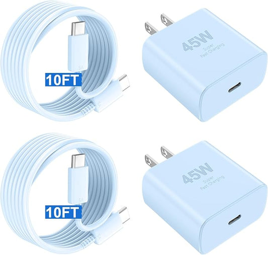 Phone 17 16 Pro Max Charger Fast Charging,45W Phone 17 Charger Type C Chargers USB C Charge Block &10FT Long C Charging Cables Cord for Phone 17/17 Pro/ 17 Pro Max/Air/Phone 16 15 Pro Max,Blue