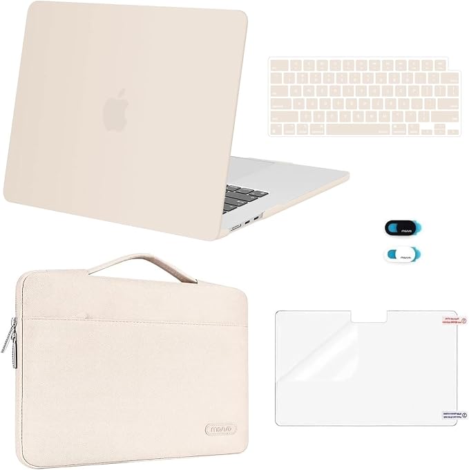 MOSISO Compatible with MacBook Air 15 inch Case M5 2026 M4 2025 M3 M2 2024 2023 A3448 A3241 A3114 A2941,Protective Hard Shell&Carrying Sleeve Bag&Keyboard Cover&Webcam Cover&ScreenFilm, Sand