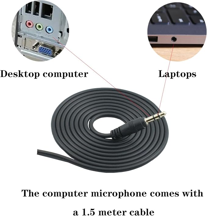 LANDIBO 3.5mm Male Microphone, Plug and Play Desktop Laptop gooseneck Microphone, Suitable for Games, Meetings, Recording, podcasts, Games, and Online Chat