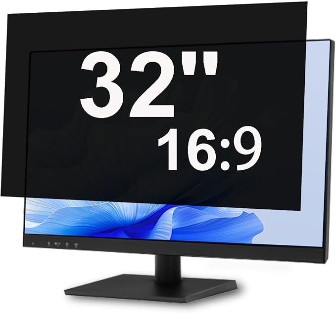 32 Inch Privacy Screen for Computer Curved Monitor Blue Light Screen Protector Anti Glare Anti-Scratch Monitor Privacy Shield Screen 32 Inch 16:9 Aspect Ratio